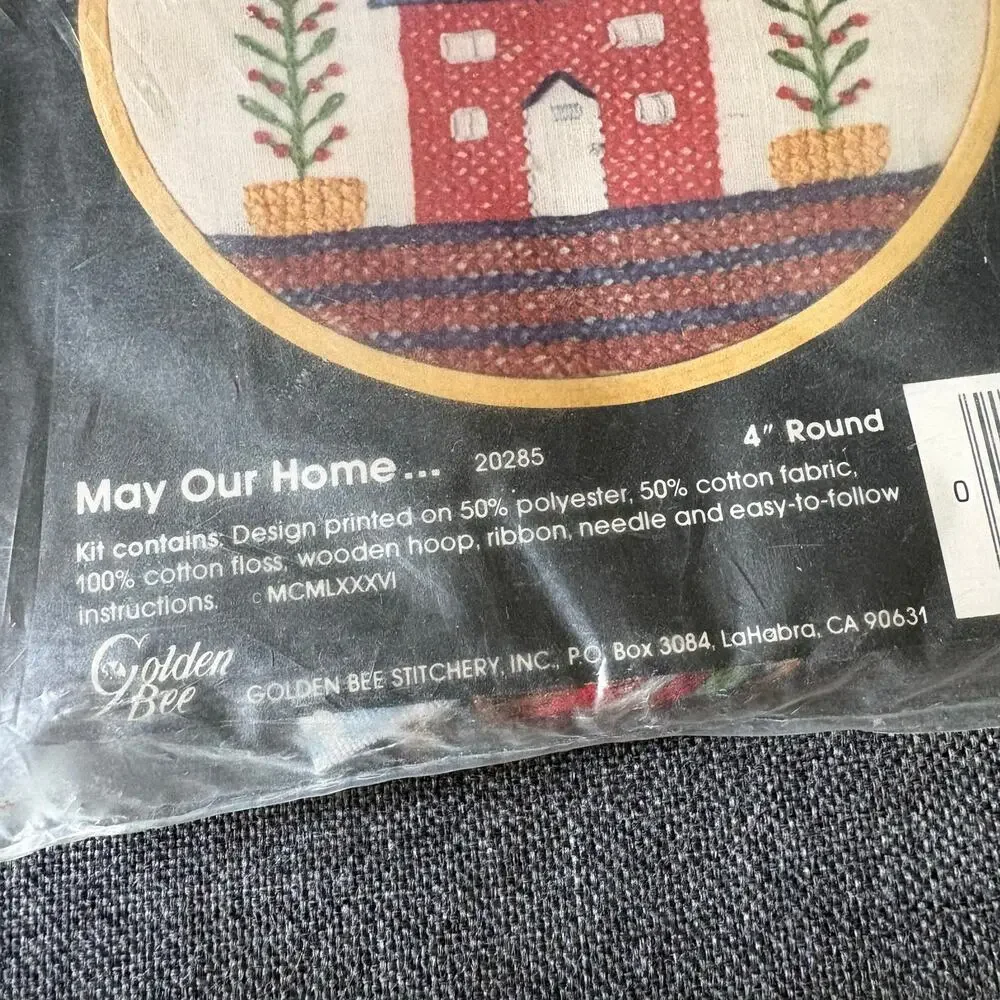 May Our Home Be Your Home Vintage Stamped Cross Stitch Kit by Golden Bee - 1980s